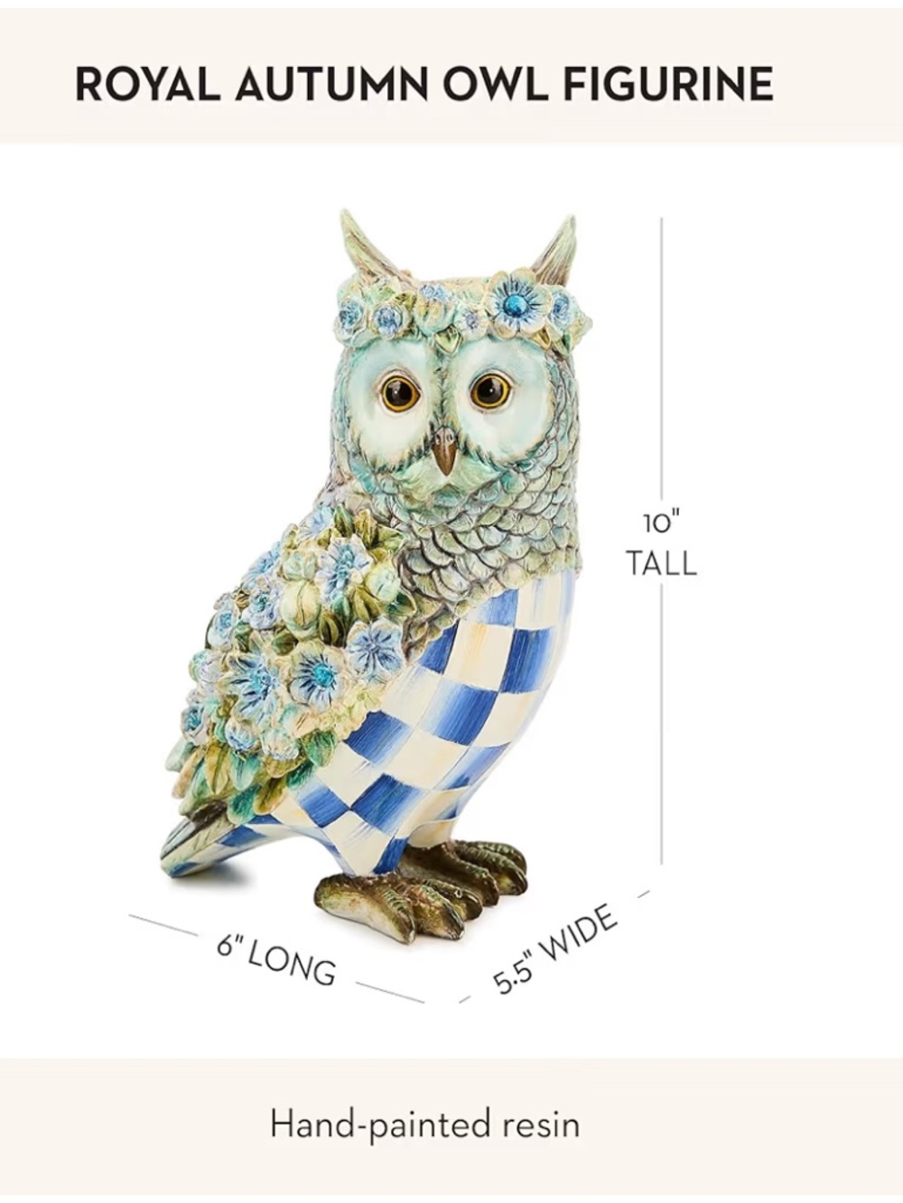 Mackenzie-Childs Royal Check Owl. New in Box w/ Tags. - Picture 2 of 5